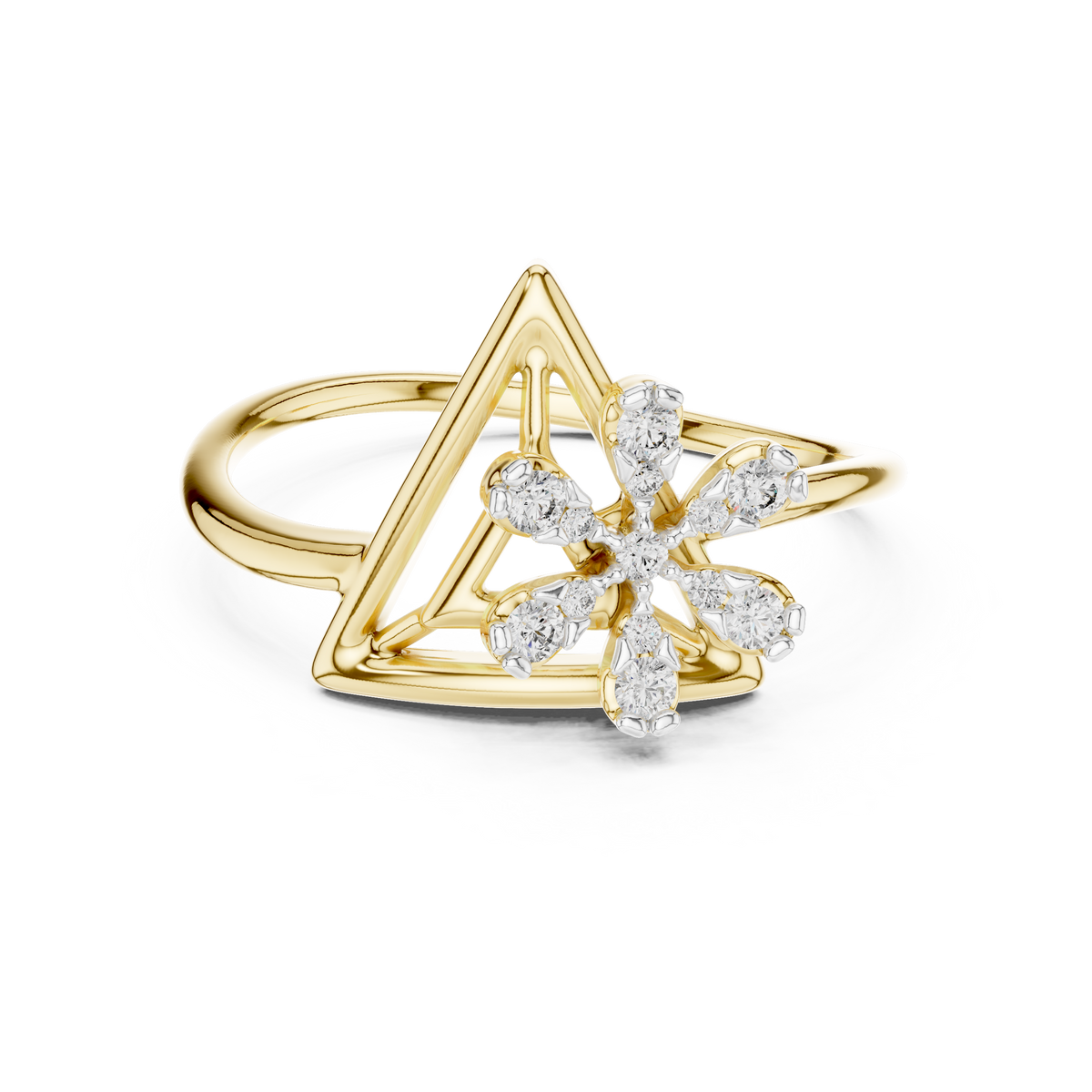 Trillora Triangle Flower Lab Grown Diamond Ring