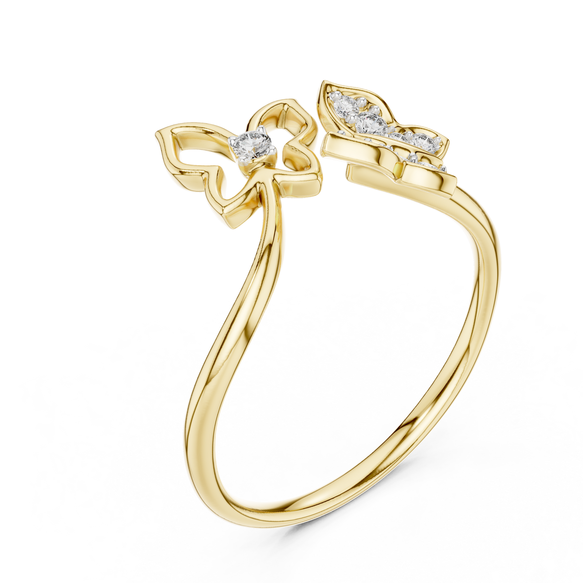 Papilia Double Butterfly Lab Grown Diamond Bypass Ring