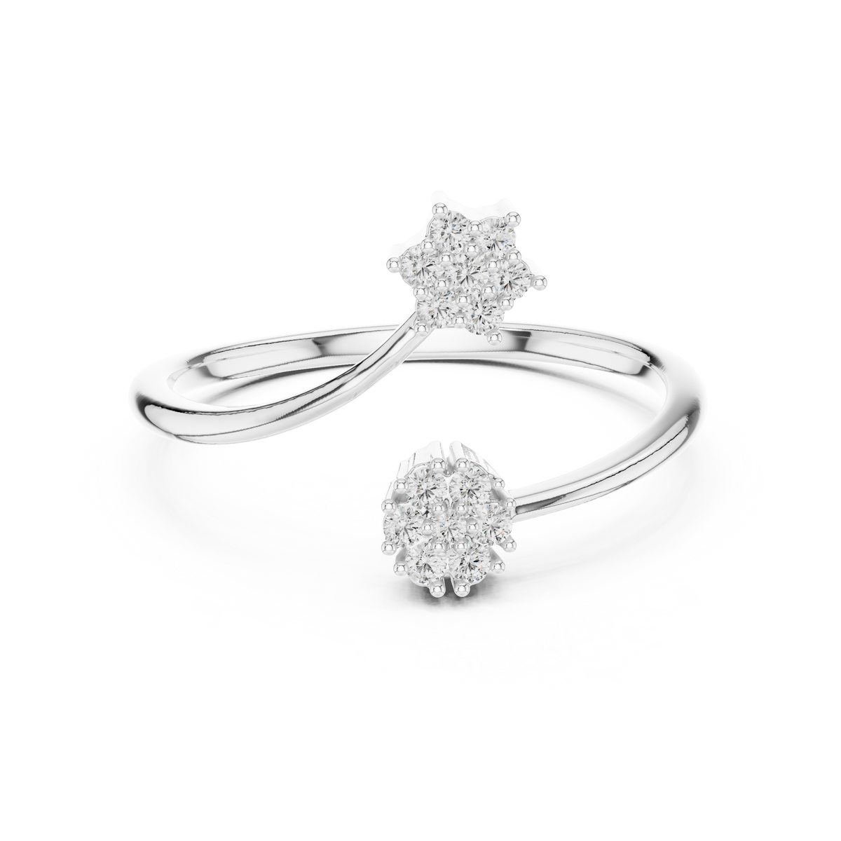 Blossima Double Flower Cluster Lab Grown Diamond Open Ring