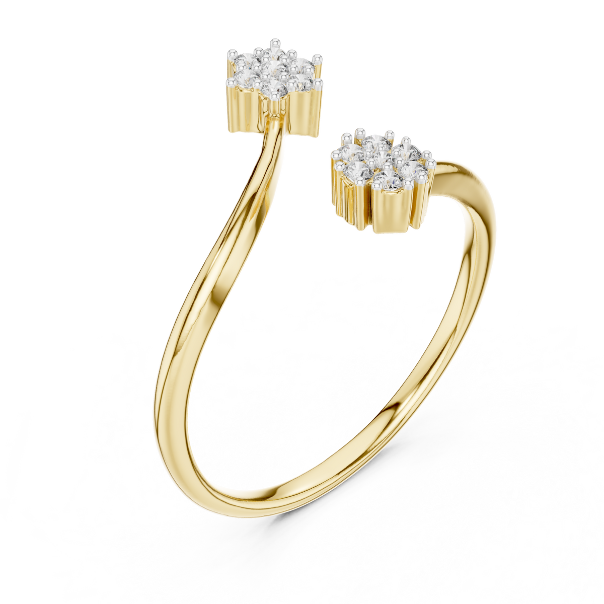 Blossima Double Flower Cluster Lab Grown Diamond Open Ring