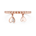 Perlina Beaded Dangling Hearts Lab Grown Diamond Charm Ring