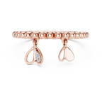 Perlina Beaded Dangling Hearts Lab Grown Diamond Charm Ring