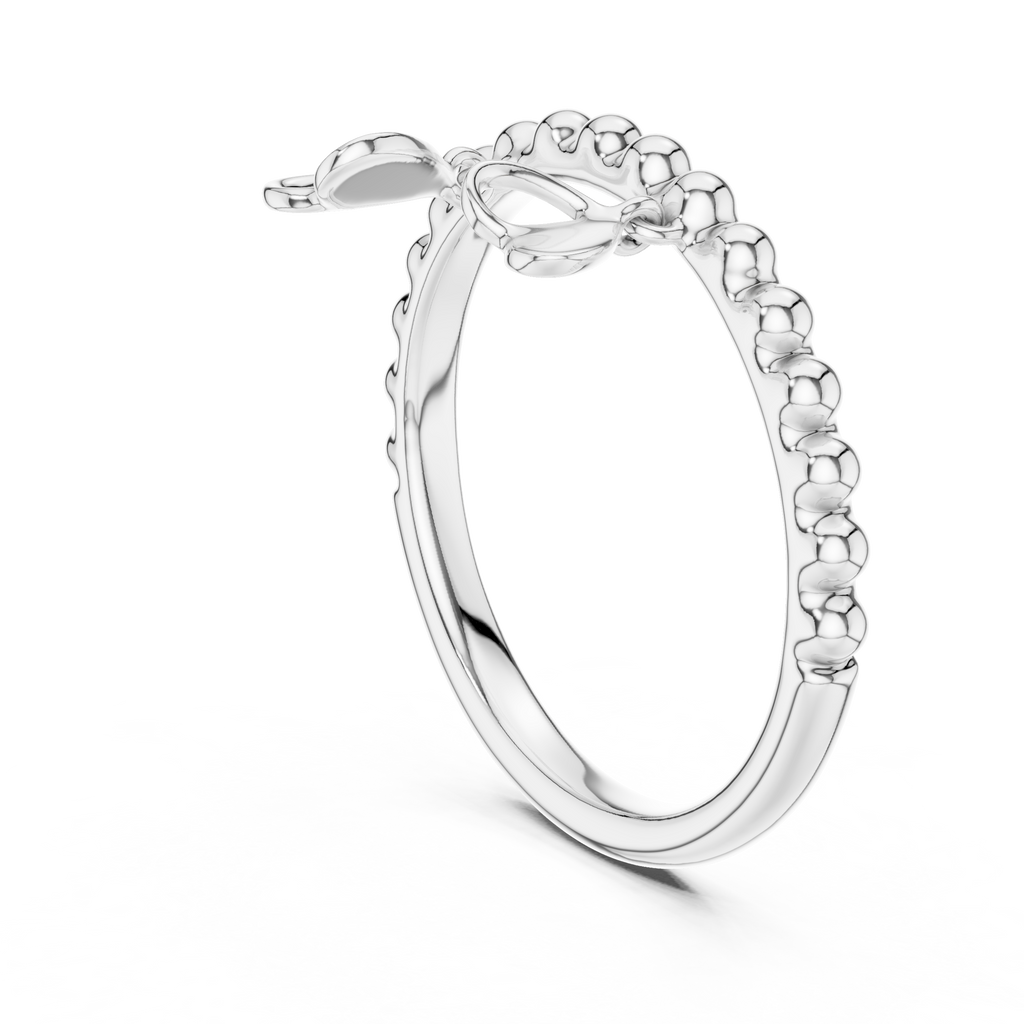 Perlina Beaded Dangling Hearts Lab Grown Diamond Charm Ring