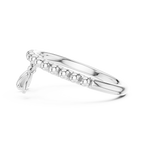 Perlina Beaded Dangling Hearts Lab Grown Diamond Charm Ring