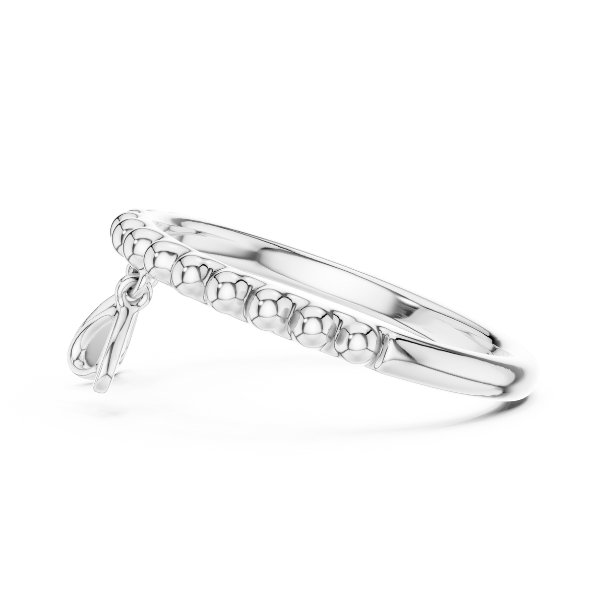 Perlina Beaded Dangling Hearts Lab Grown Diamond Charm Ring
