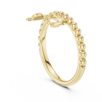 Perlina Beaded Dangling Hearts Lab Grown Diamond Charm Ring