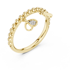 Perlina Beaded Dangling Hearts Lab Grown Diamond Charm Ring