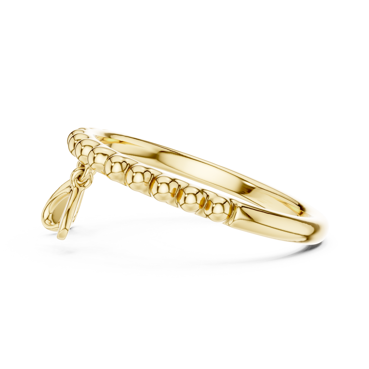 Perlina Beaded Dangling Hearts Lab Grown Diamond Charm Ring