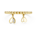 Perlina Beaded Dangling Hearts Lab Grown Diamond Charm Ring