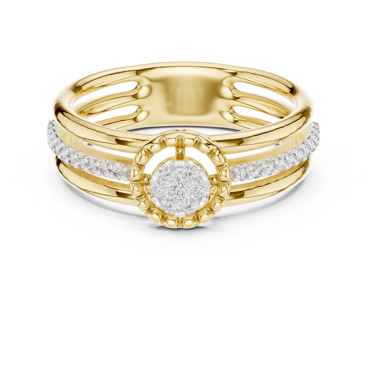 Solenne Triple Band Halo Lab Grown Diamond Ring