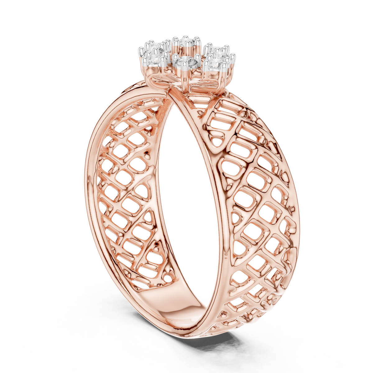 Jaalika Openwork Lattice Lab Grown Diamond Cocktail Ring