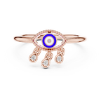 Nazaria Evil Eye Lab Grown Diamond Ring with Dangling Charms