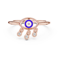 Nazaria Evil Eye Lab Grown Diamond Ring with Dangling Charms
