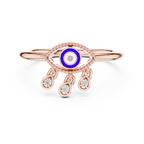 Nazaria Evil Eye Lab Grown Diamond Ring with Dangling Charms