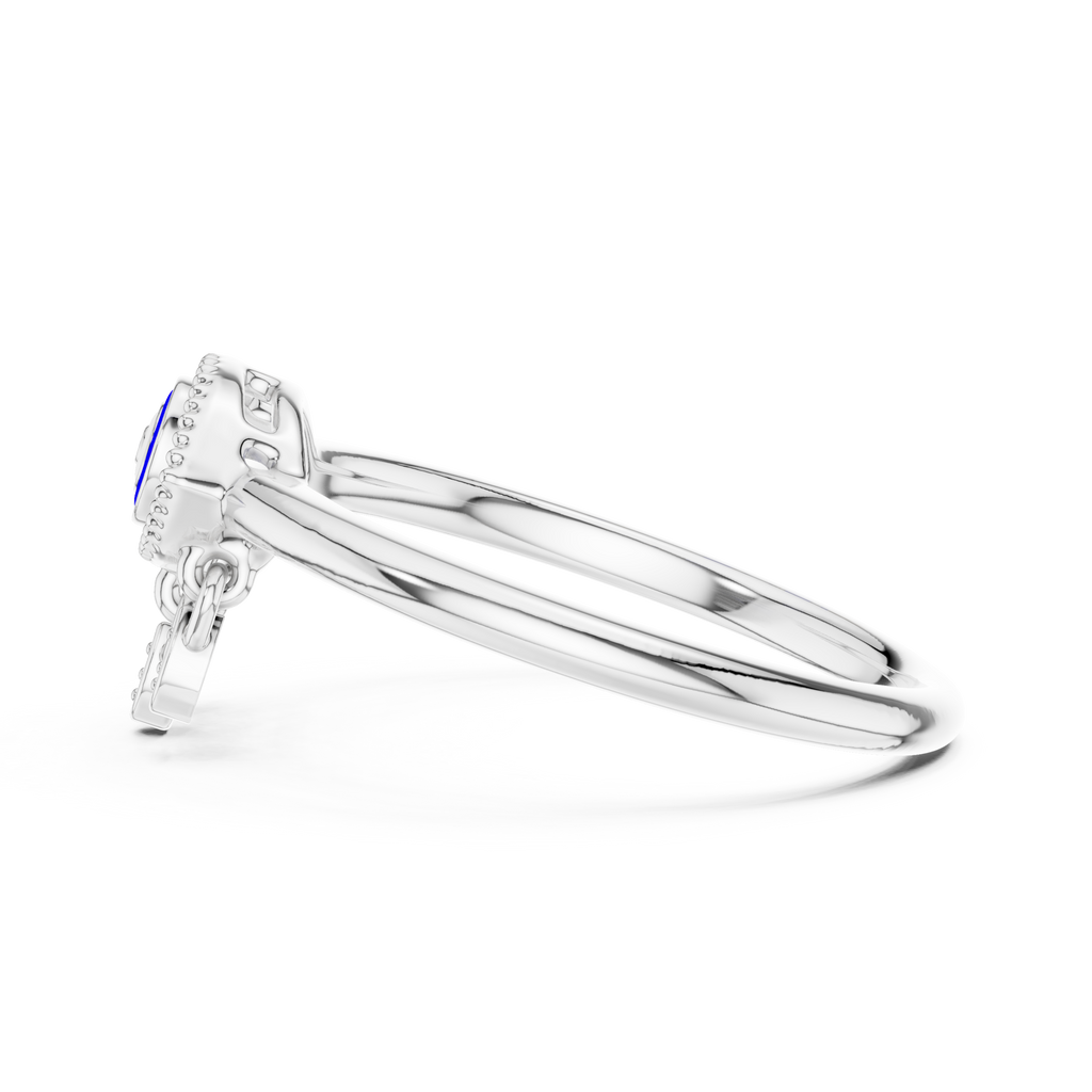 Nazaria Evil Eye Lab Grown Diamond Ring with Dangling Charms
