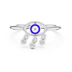 Nazaria Evil Eye Lab Grown Diamond Ring with Dangling Charms