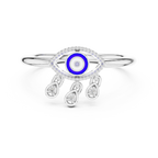 Nazaria Evil Eye Lab Grown Diamond Ring with Dangling Charms
