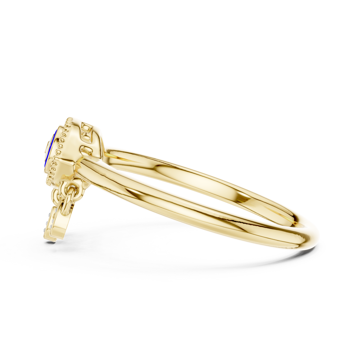 Nazaria Evil Eye Lab Grown Diamond Ring with Dangling Charms