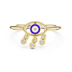 Nazaria Evil Eye Lab Grown Diamond Ring with Dangling Charms