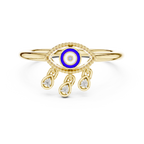Nazaria Evil Eye Lab Grown Diamond Ring with Dangling Charms