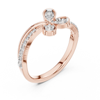 Clover Lab Grown Diamond Three Petal Flower Ring with Pavé Bypass Band