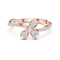 Clover Lab Grown Diamond Three Petal Flower Ring with Pavé Bypass Band