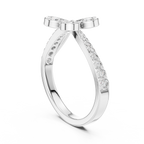 Clover Lab Grown Diamond Three Petal Flower Ring with Pavé Bypass Band