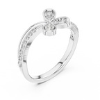 Clover Lab Grown Diamond Three Petal Flower Ring with Pavé Bypass Band