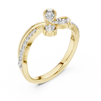 Clover Lab Grown Diamond Three Petal Flower Ring with Pavé Bypass Band