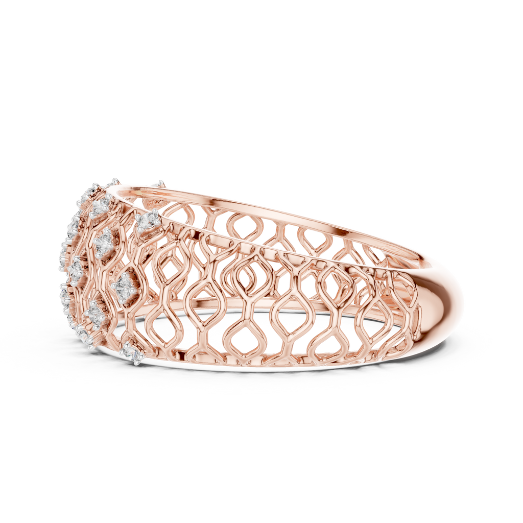 Tatiana Lab Grown Diamond Domed Openwork Band Ring with Woven Mesh Sides