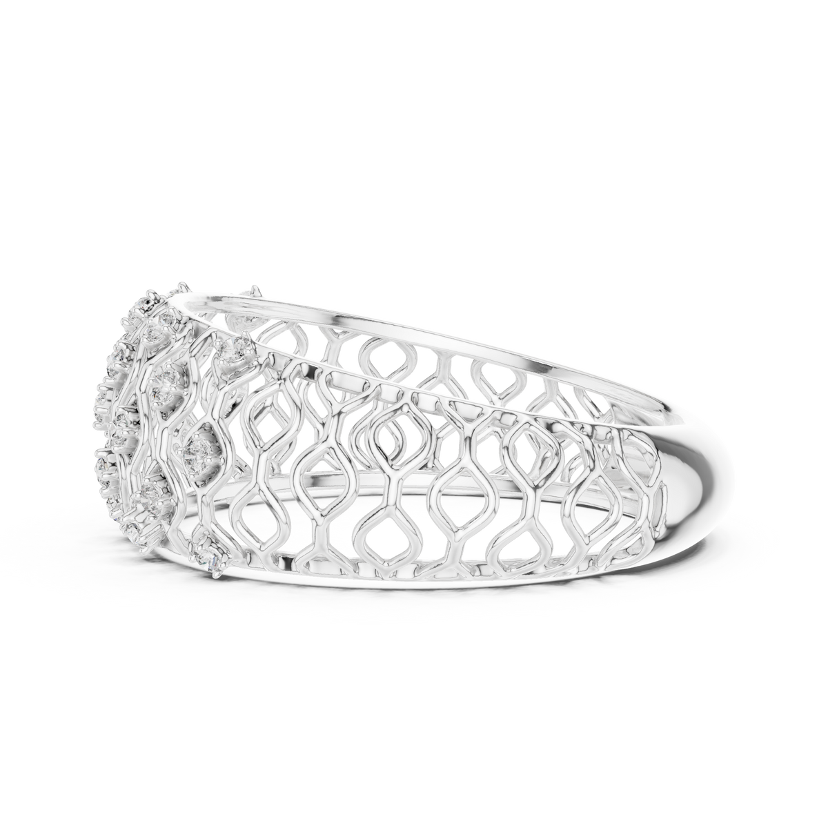 Tatiana Lab Grown Diamond Domed Openwork Band Ring with Woven Mesh Sides