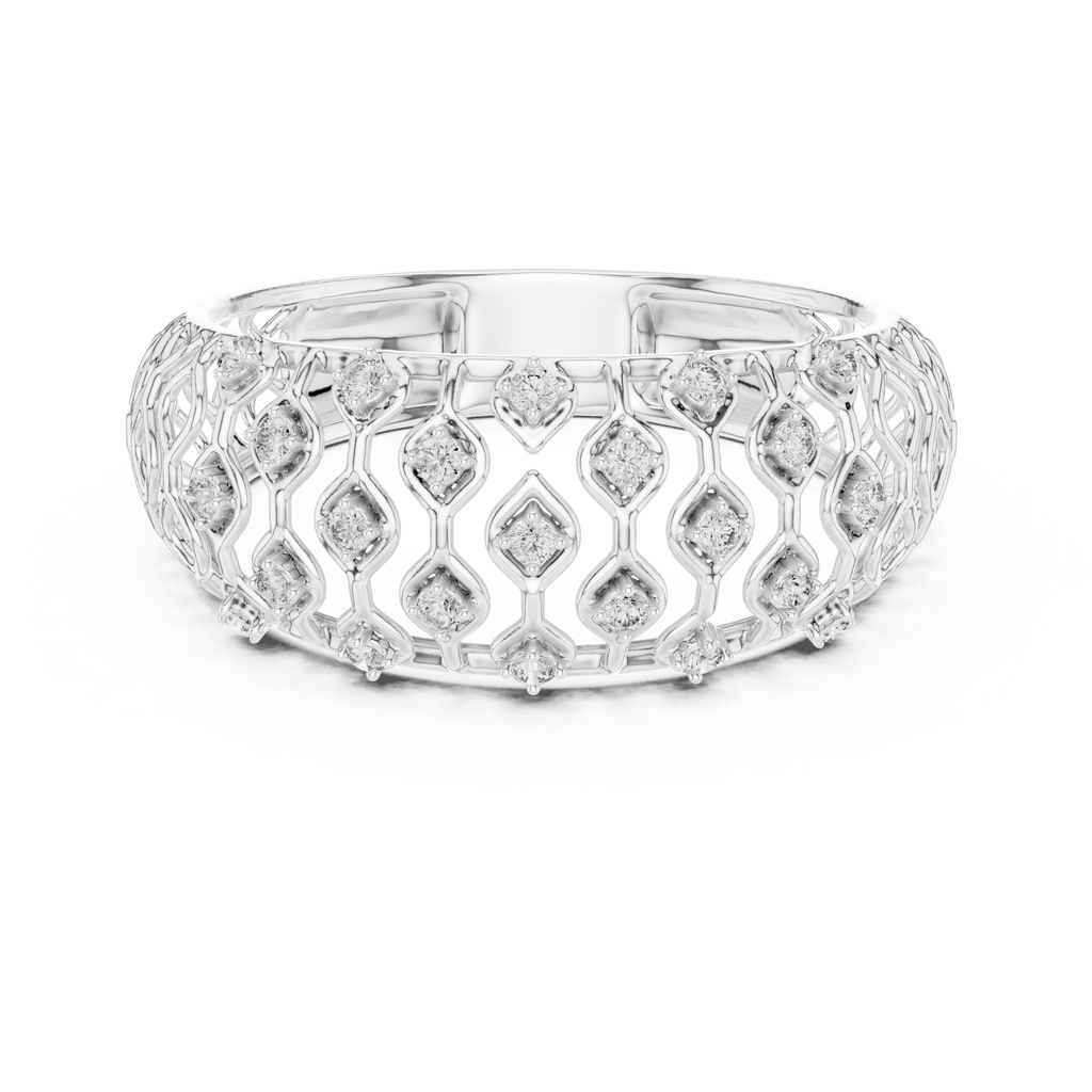 Tatiana Lab Grown Diamond Domed Openwork Band Ring with Woven Mesh Sides