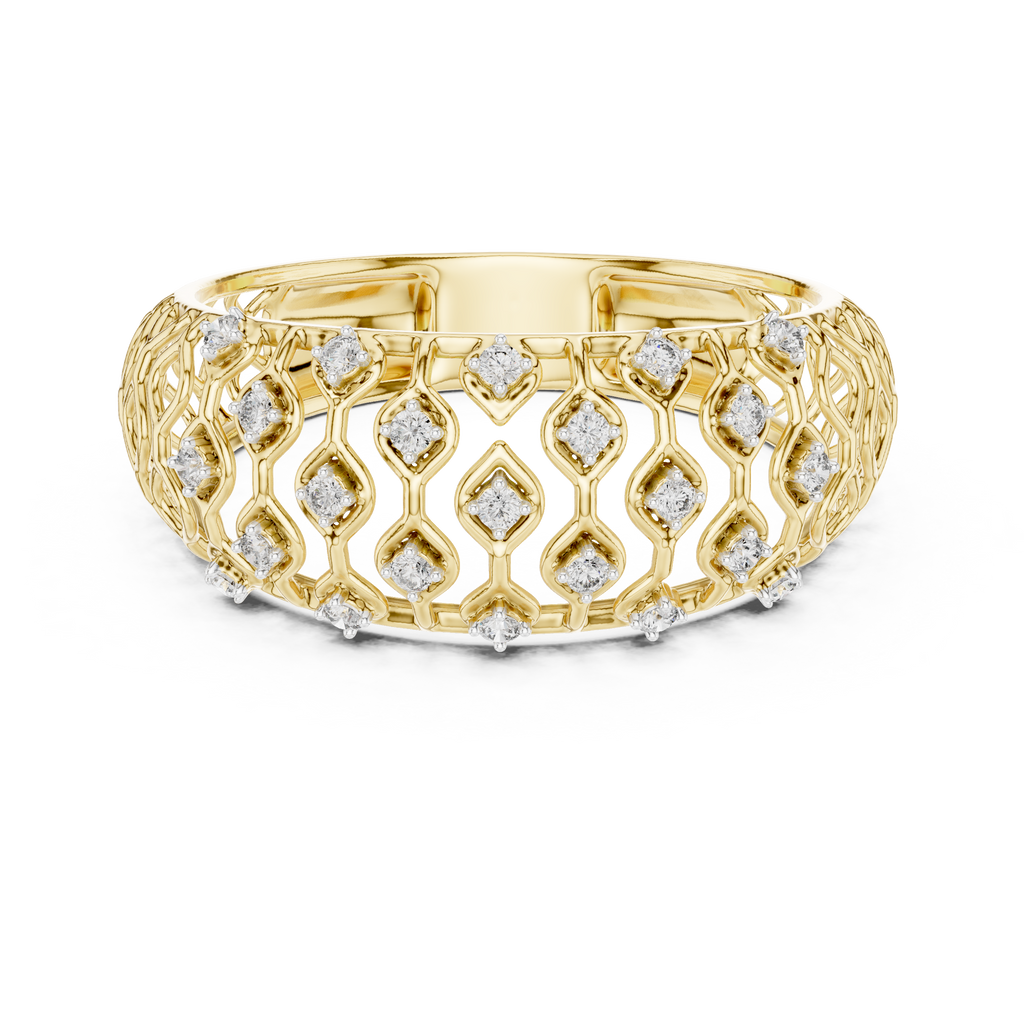 Tatiana Lab Grown Diamond Domed Openwork Band Ring with Woven Mesh Sides