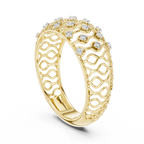 Tatiana Lab Grown Diamond Domed Openwork Band Ring with Woven Mesh Sides