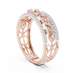 Valencia Lab Grown Diamond Lattice Wide Band Ring with Pavé Edges