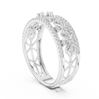 Valencia Lab Grown Diamond Lattice Wide Band Ring with Pavé Edges