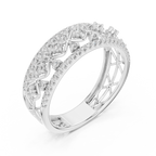 Valencia Lab Grown Diamond Lattice Wide Band Ring with Pavé Edges