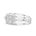 Valencia Lab Grown Diamond Lattice Wide Band Ring with Pavé Edges