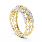Valencia Lab Grown Diamond Lattice Wide Band Ring with Pavé Edges