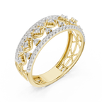 Valencia Lab Grown Diamond Lattice Wide Band Ring with Pavé Edges