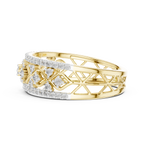 Valencia Lab Grown Diamond Lattice Wide Band Ring with Pavé Edges