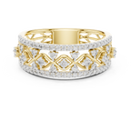 Valencia Lab Grown Diamond Lattice Wide Band Ring with Pavé Edges