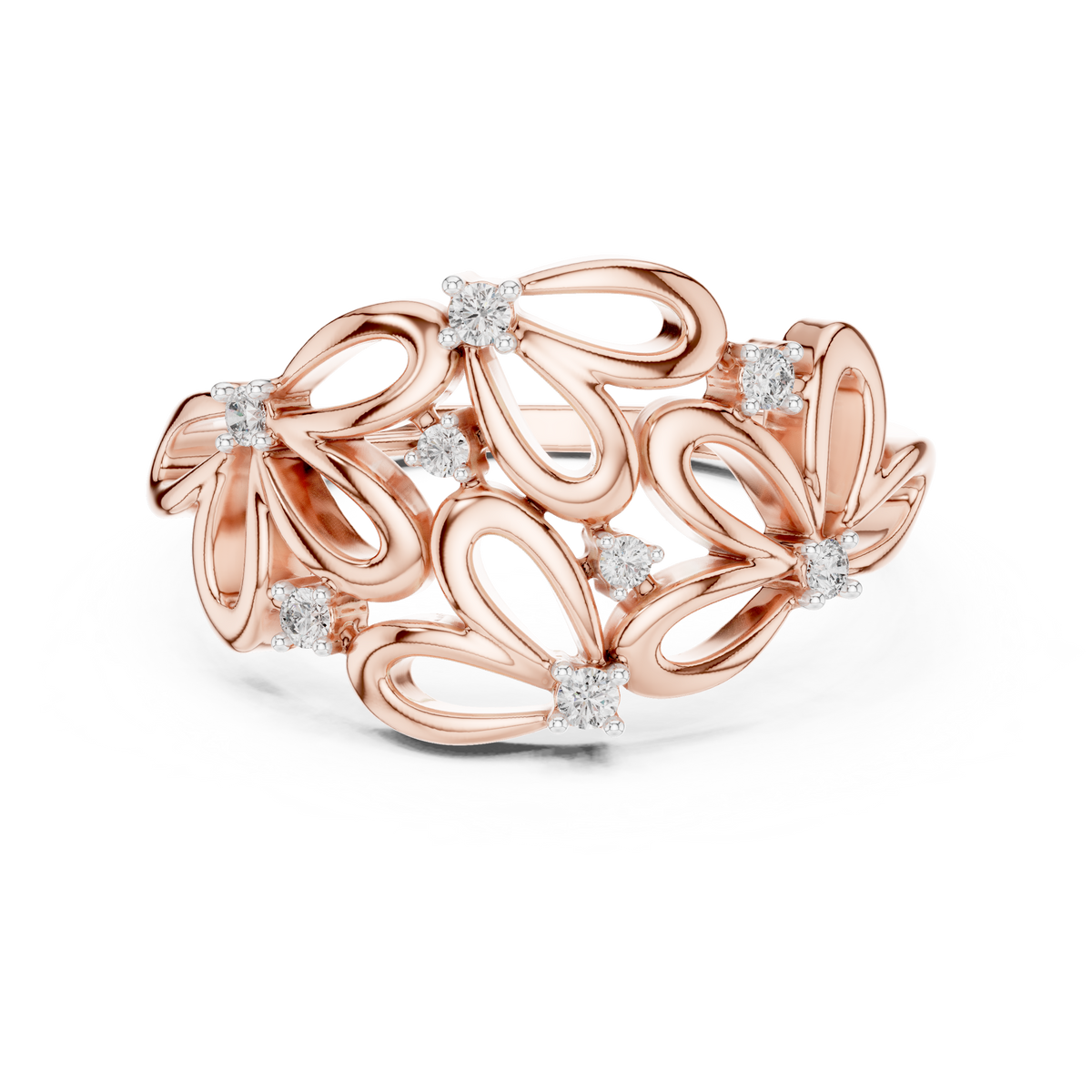Primrose Lab Grown Diamond Floral Petal Cocktail Ring