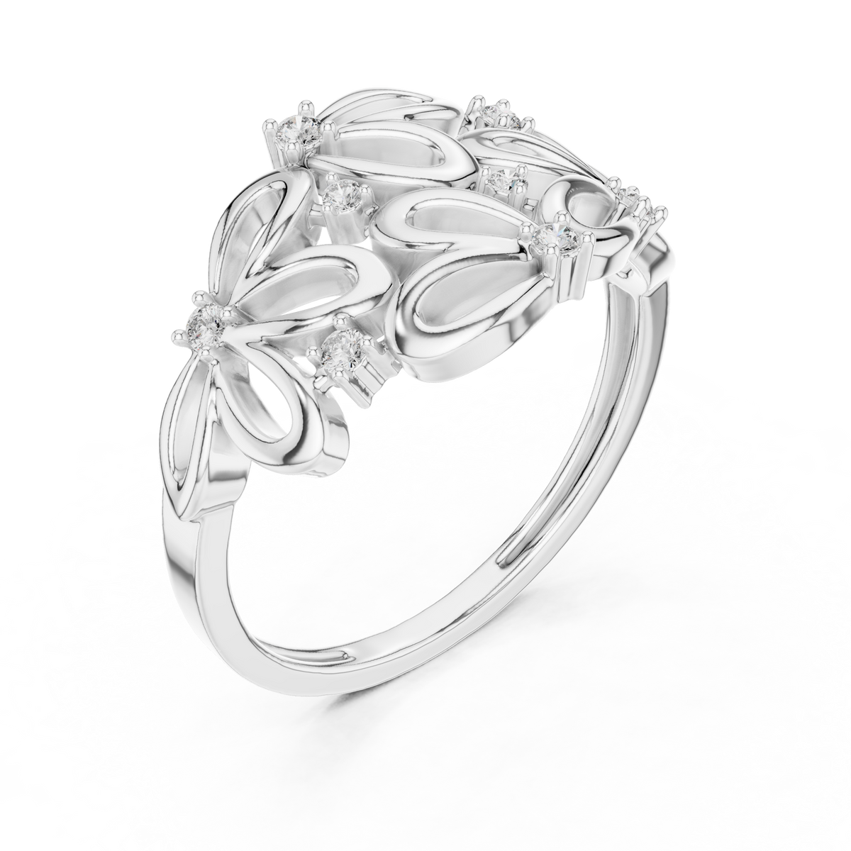 Primrose Lab Grown Diamond Floral Petal Cocktail Ring