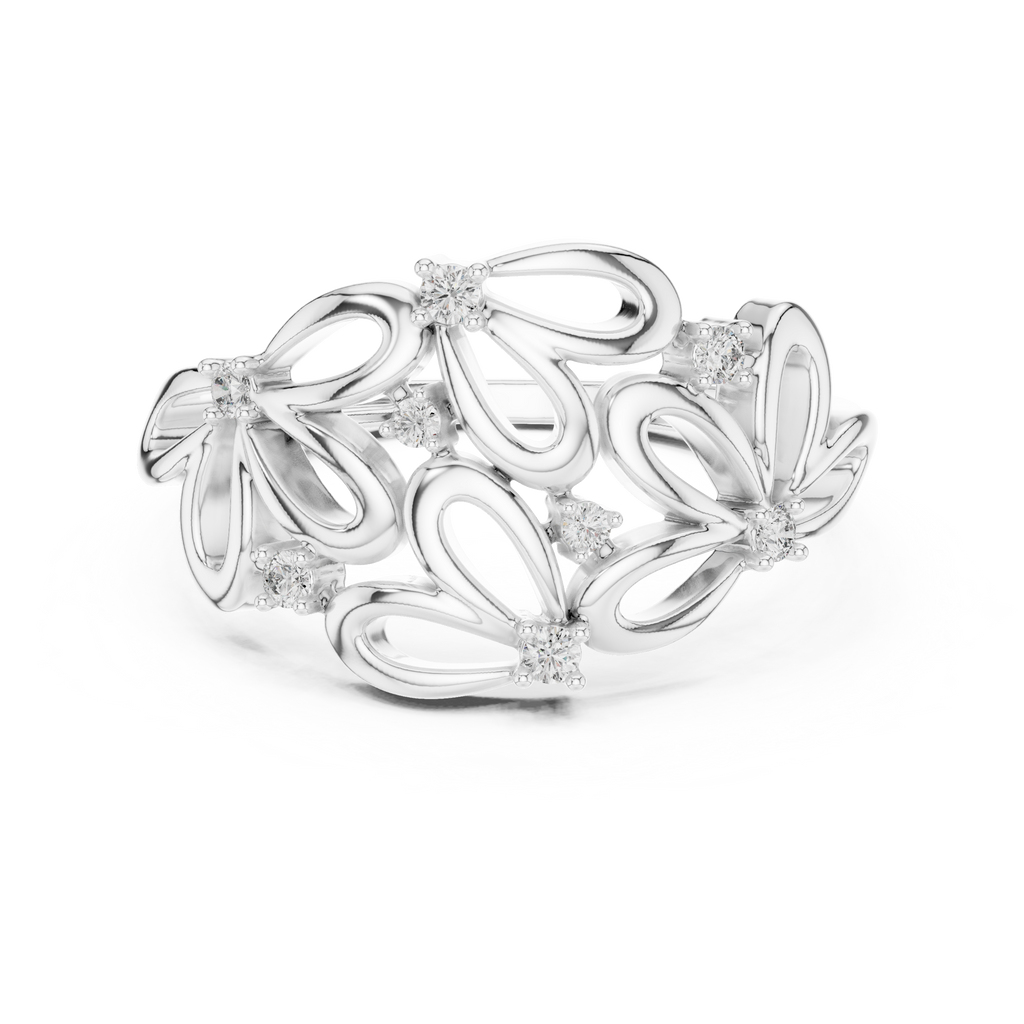 Primrose Lab Grown Diamond Floral Petal Cocktail Ring
