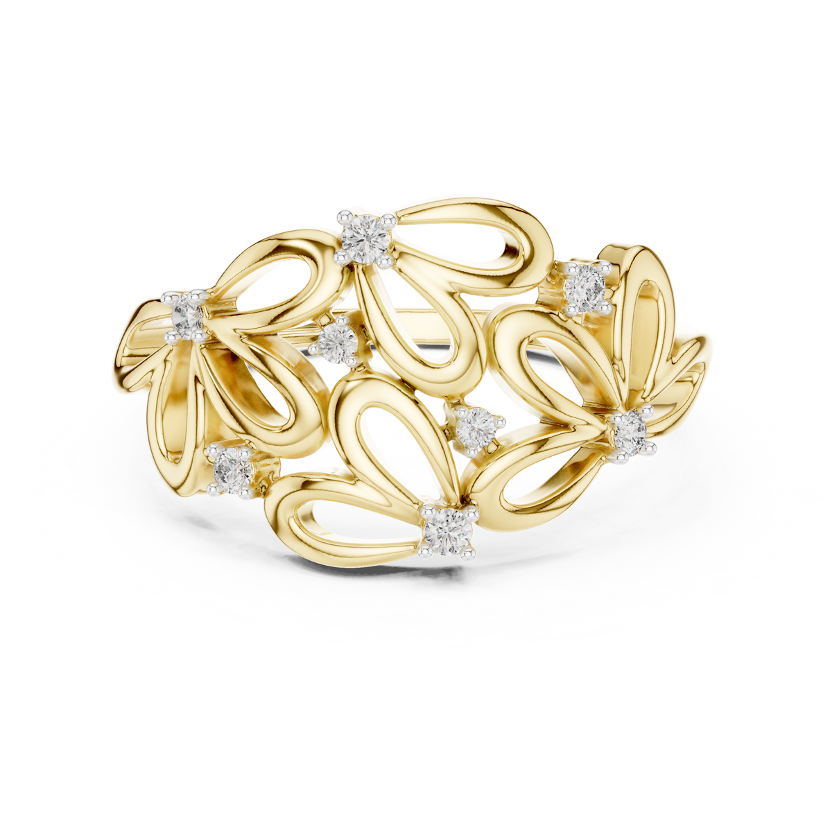 Primrose Lab Grown Diamond Floral Petal Cocktail Ring