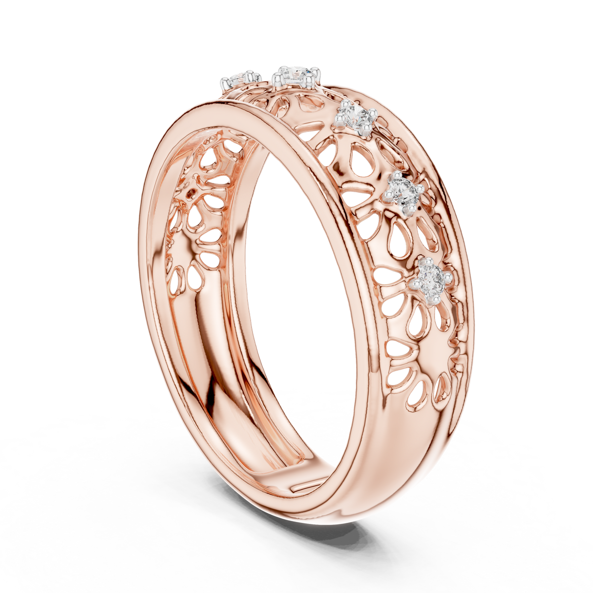 Maharani Lab Grown Diamond Openwork Filigree Wide Band Ring