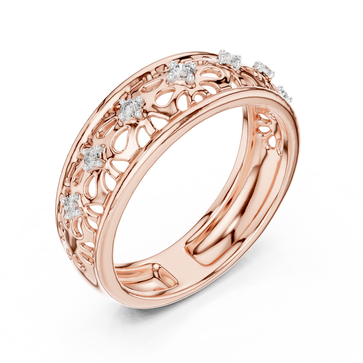 Maharani Lab Grown Diamond Openwork Filigree Wide Band Ring