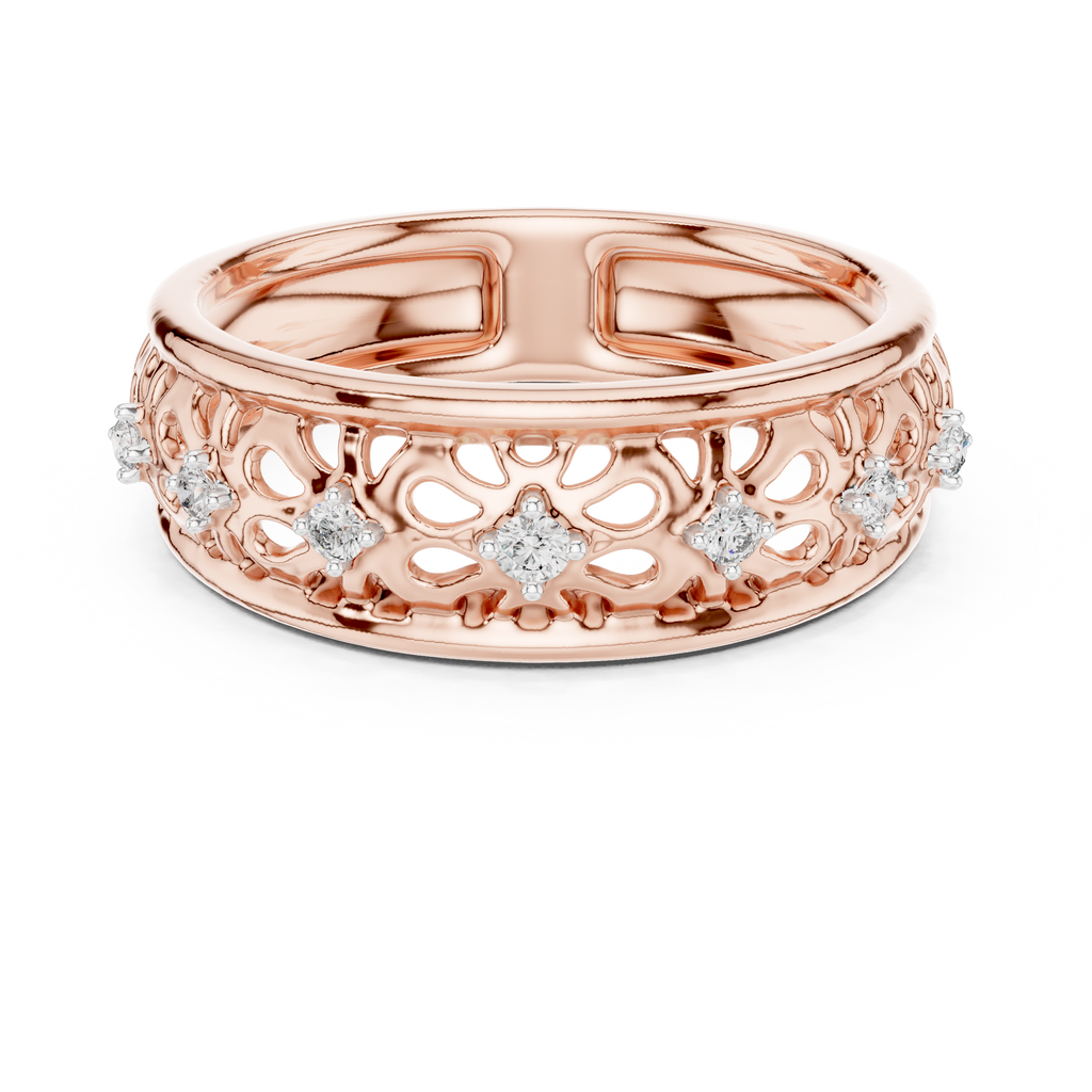 Maharani Lab Grown Diamond Openwork Filigree Wide Band Ring