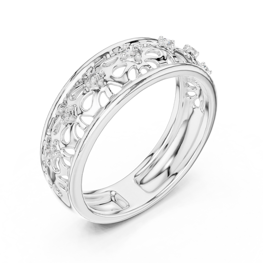 Maharani Lab Grown Diamond Openwork Filigree Wide Band Ring